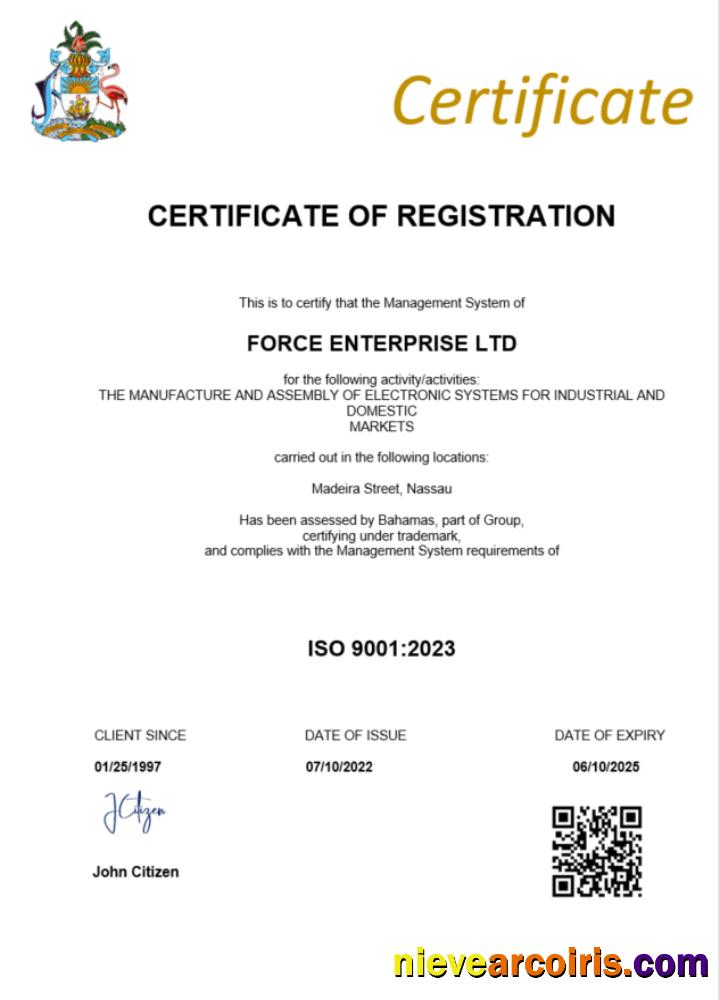 Bahamas certificate of registration